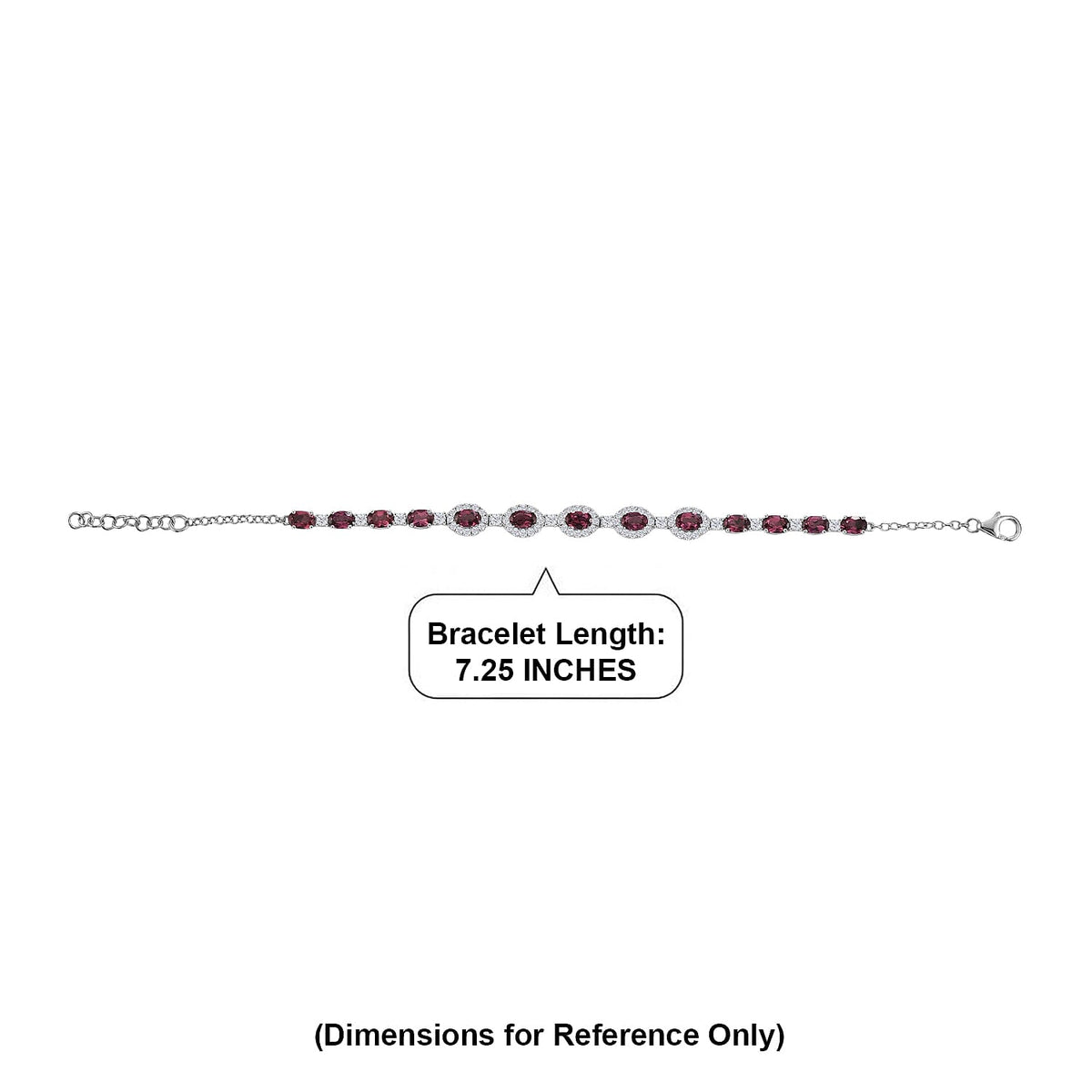 Certified and Appraised D'Joy Colour Change Garnet, Moissanite Cluster Bracelet (Size - 7.25) in Rhodium Overlay Sterling Silver, Silver Wt.5.42 Gms 9.600 Ct. 8628820 4