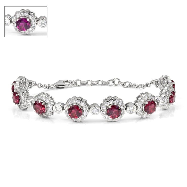 D'Joy - USAMBARA Colour Change Garnet &amp; Moissanite Tennis Bracelet (Size - 6.5) with Lobster Clasp in Rhodium Overlay Sterling Silver 10.18 Ct, Silver Wt. 12.30 Gms 8628822 1