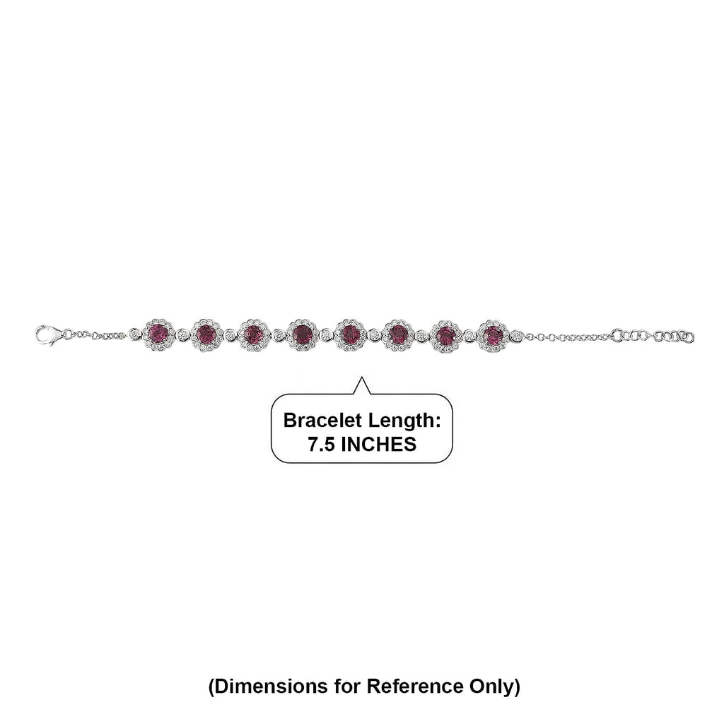 D'Joy Colour Change Garnet, Moissanite Cluster Bracelet (Size - 7.25) in Rhodium OverlaySterling Silver, Silver Wt.14.05 Gms  10.180  Ct._8628823_4