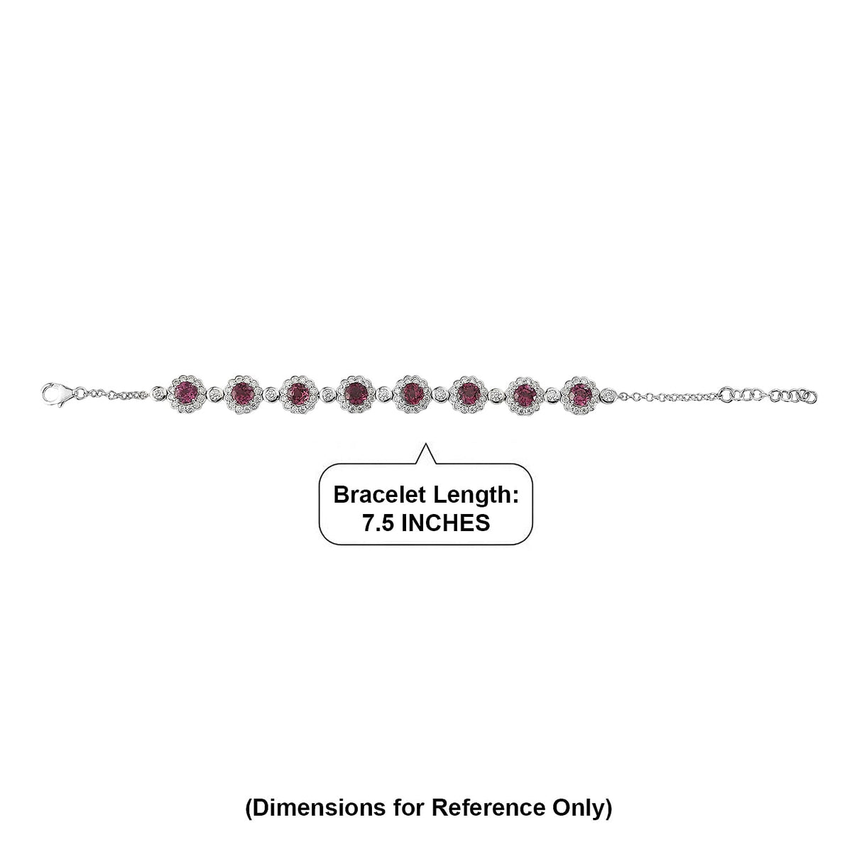 Certified and Appraised D'Joy Colour Change Garnet, Moissanite Cluster Bracelet (Size - 7.25) in Rhodium Overlay Sterling Silver, Silver Wt.14.05 Gms 10.180 Ct. 8628823 4