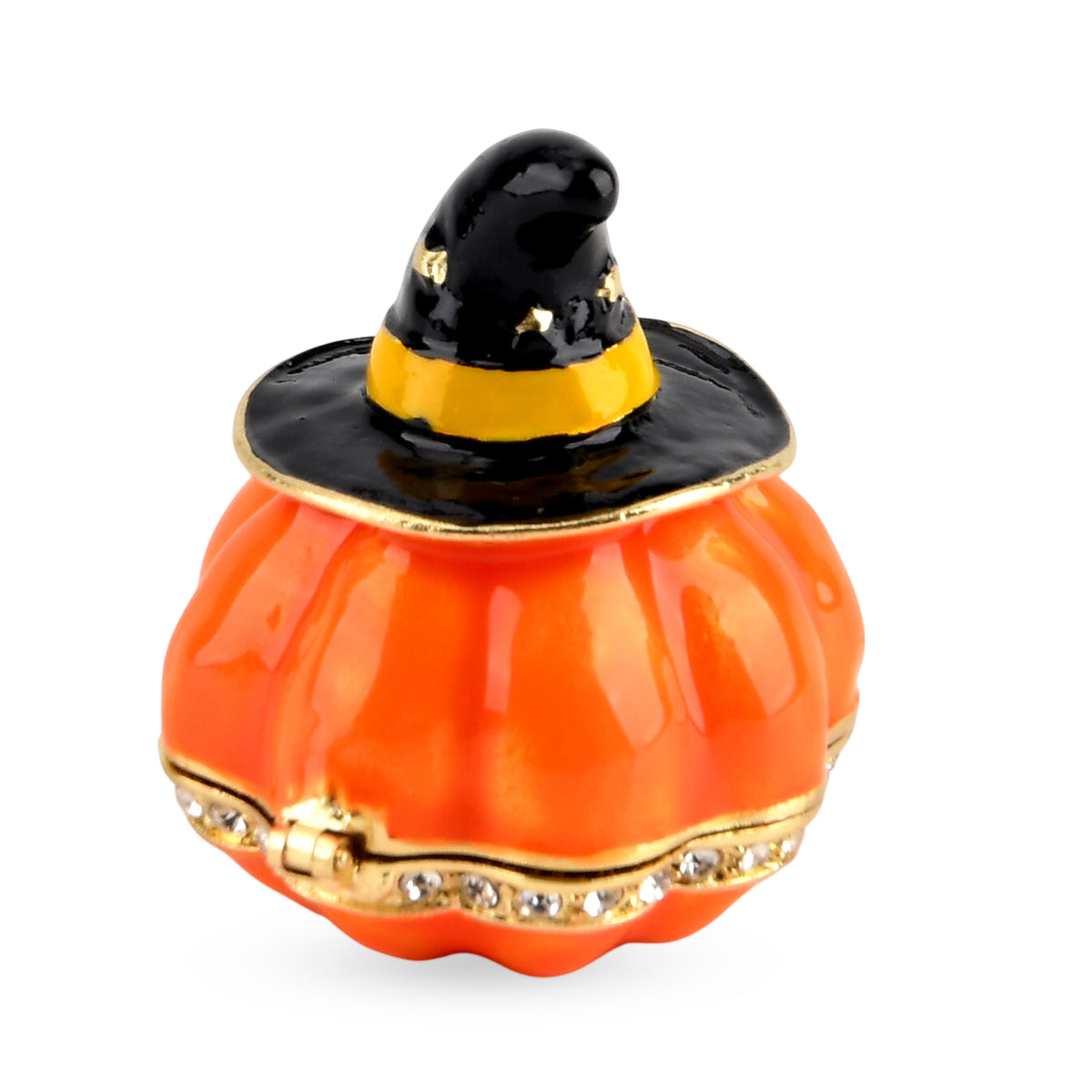 LIVMORE Halloween Pumpkin Head Witch Hat Enamelled Jewellery Trinket Box (6.5cm) - Orange V32703147 4