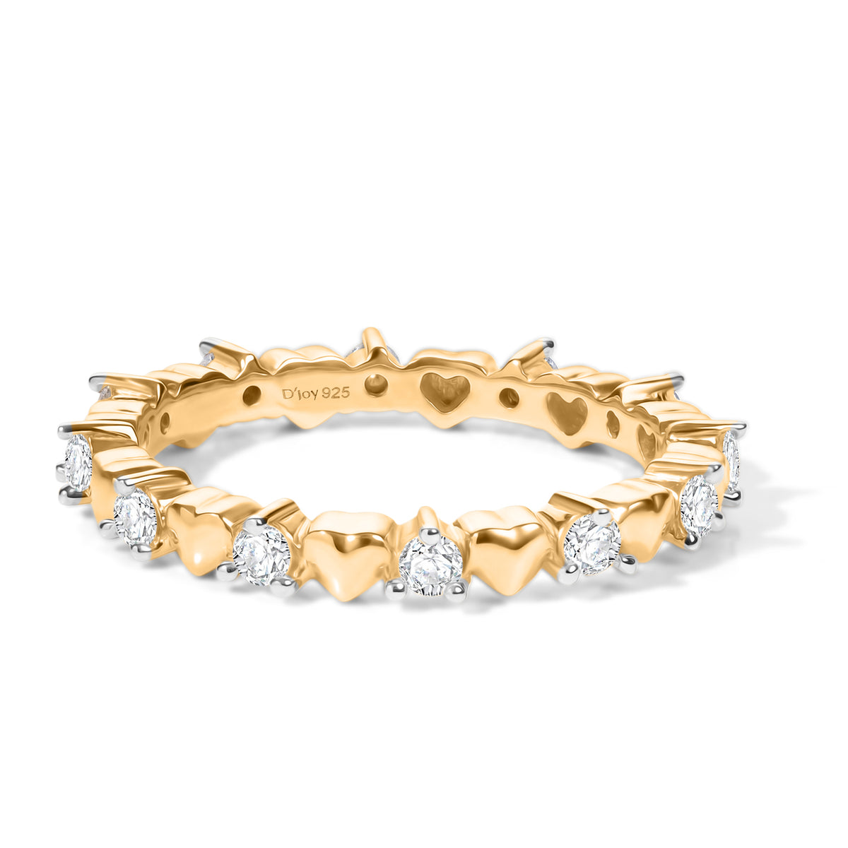 D'Joy Moissanite Heart Design Band Ring in 18K Vermeil Yellow Gold Plated Sterling Silver V32584224 0