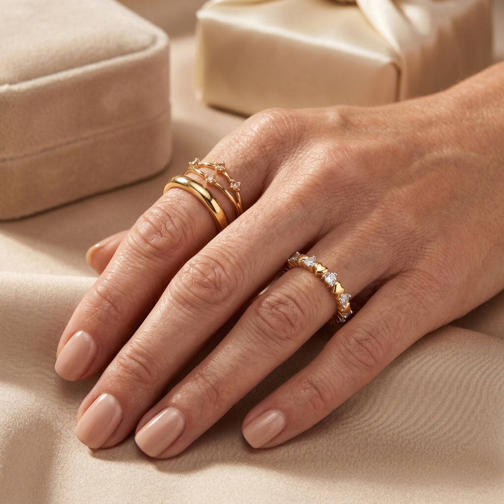 Royal Bali Collection - D'Joy Moissanite Heart Design Band Ring in 18K Vermeil Yellow Gold Plated Sterling Silver_8629217_2