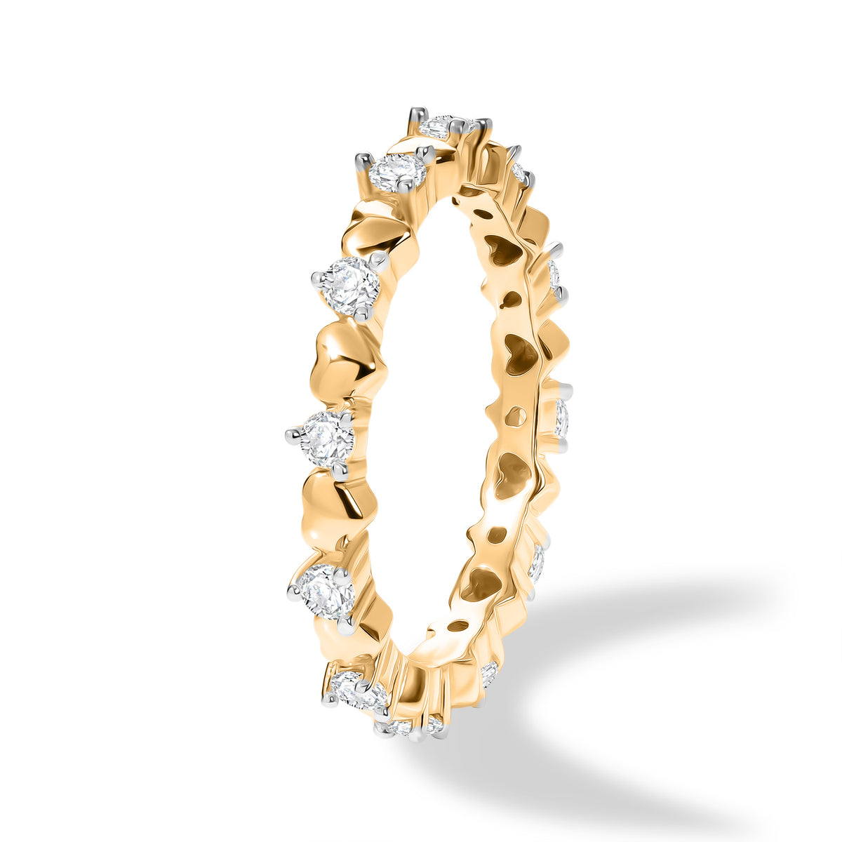 D'Joy Moissanite Heart Design Band Ring in 18K Vermeil Yellow Gold Plated Sterling Silver V32584224 4