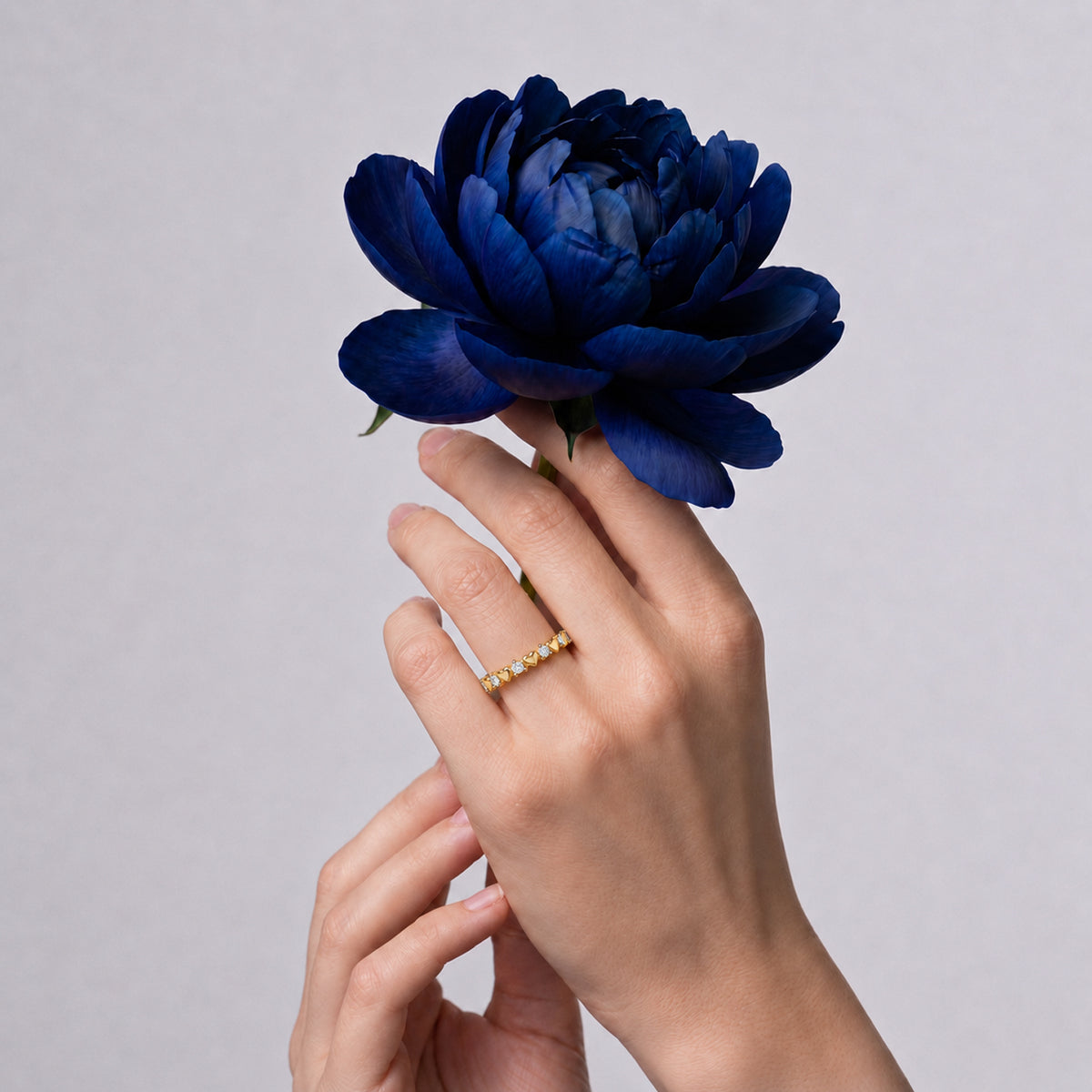 D'Joy Moissanite Heart Design Band Ring in 18K Vermeil Yellow Gold Plated Sterling Silver V32584224 7