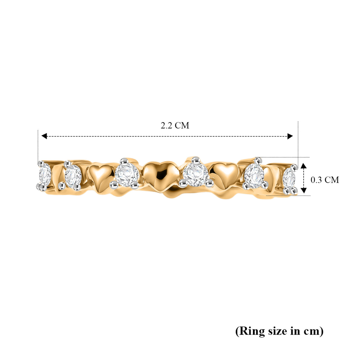 D'Joy Moissanite Heart Design Band Ring in 18K Vermeil Yellow Gold Plated Sterling Silver V32584224 8