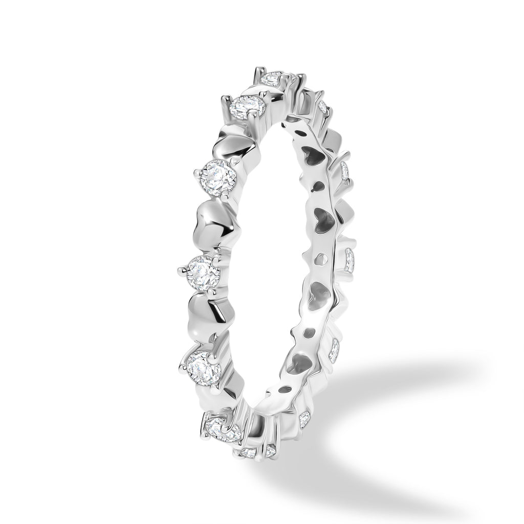 Royal Bali Collection - D'Joy Moissanite Heart Design Band Ring in Rhodium Overlay Sterling Silver_8629226_3