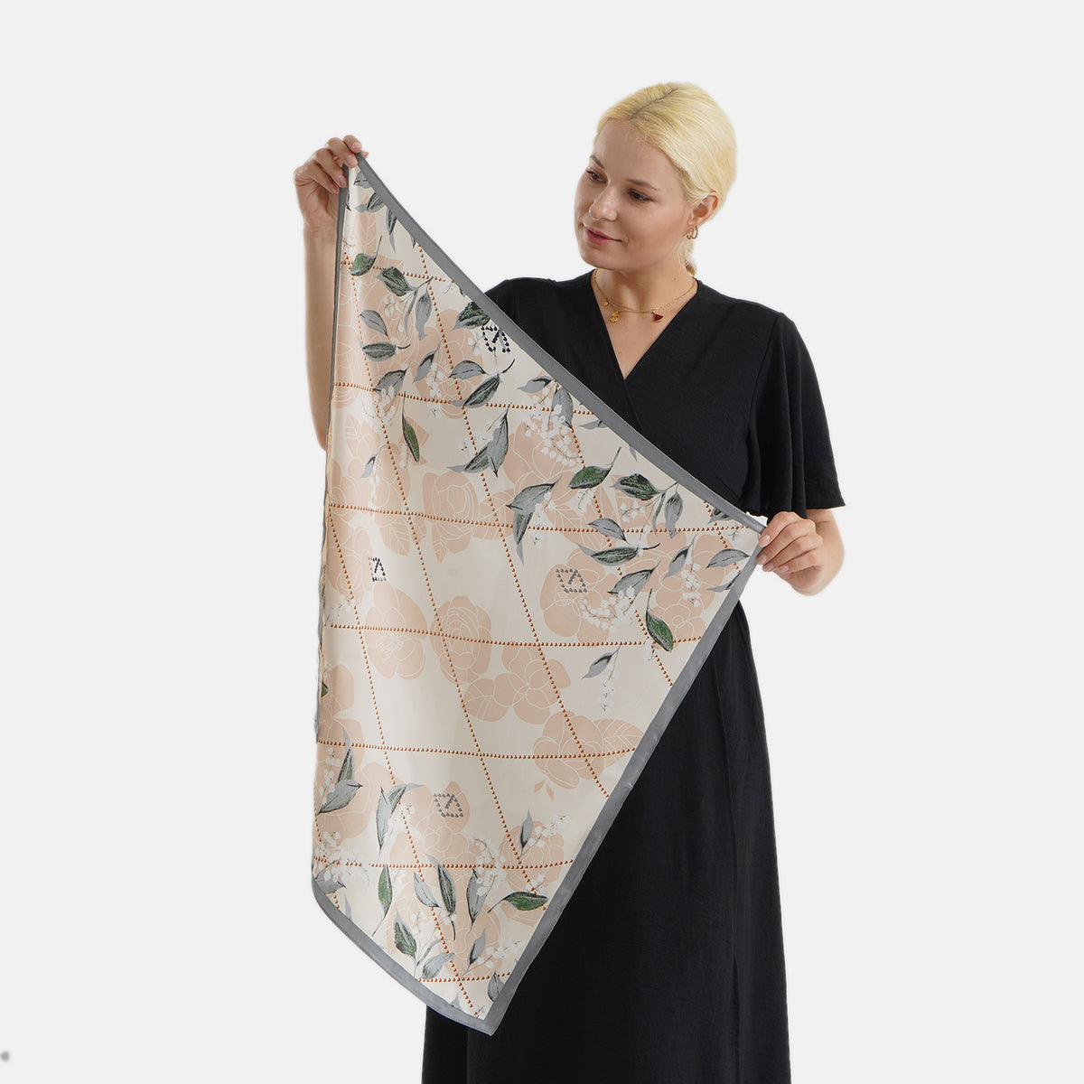 Pack of 2 - Leaf Print Square Scarves (68x68cm) - Green &amp; Grey V32594286 2