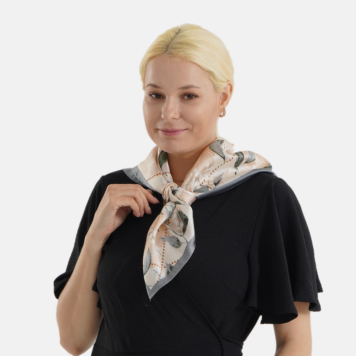 Pack of 2 - Leaf Print Square Scarves (68x68cm) - Green &amp; Grey V32594286 3