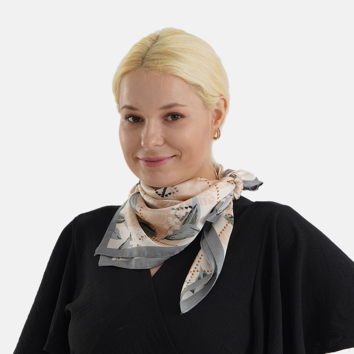 Pack of 2 - Leaf Print Square Scarves (68x68cm) - Green &amp; Grey V32594286 4