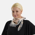 Pack of 2 - Leaf Print Square Scarves (68x68cm) - Green & Grey_8629861_3