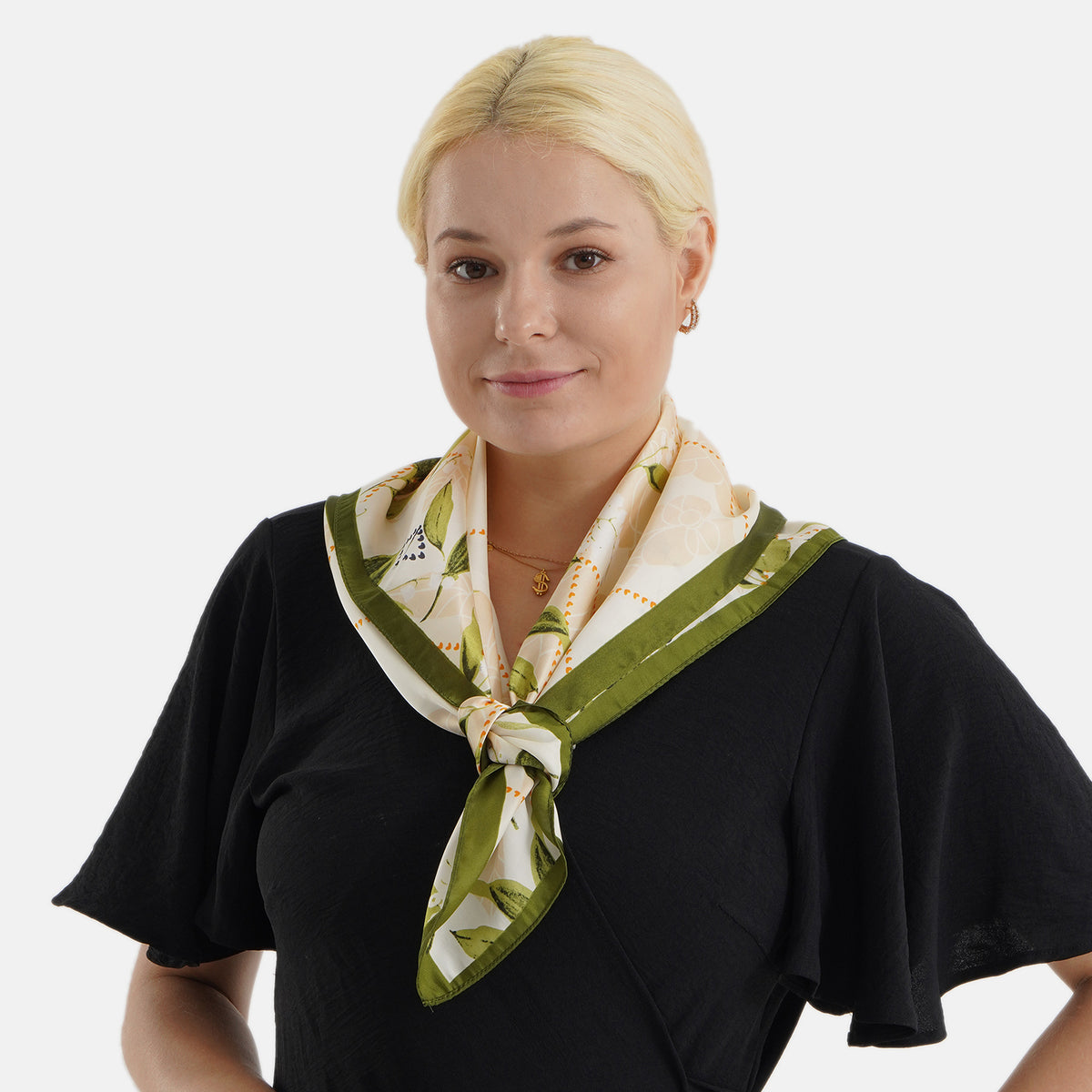 Pack of 2 - Leaf Print Square Scarves (68x68cm) - Green &amp; Grey V32594286 6