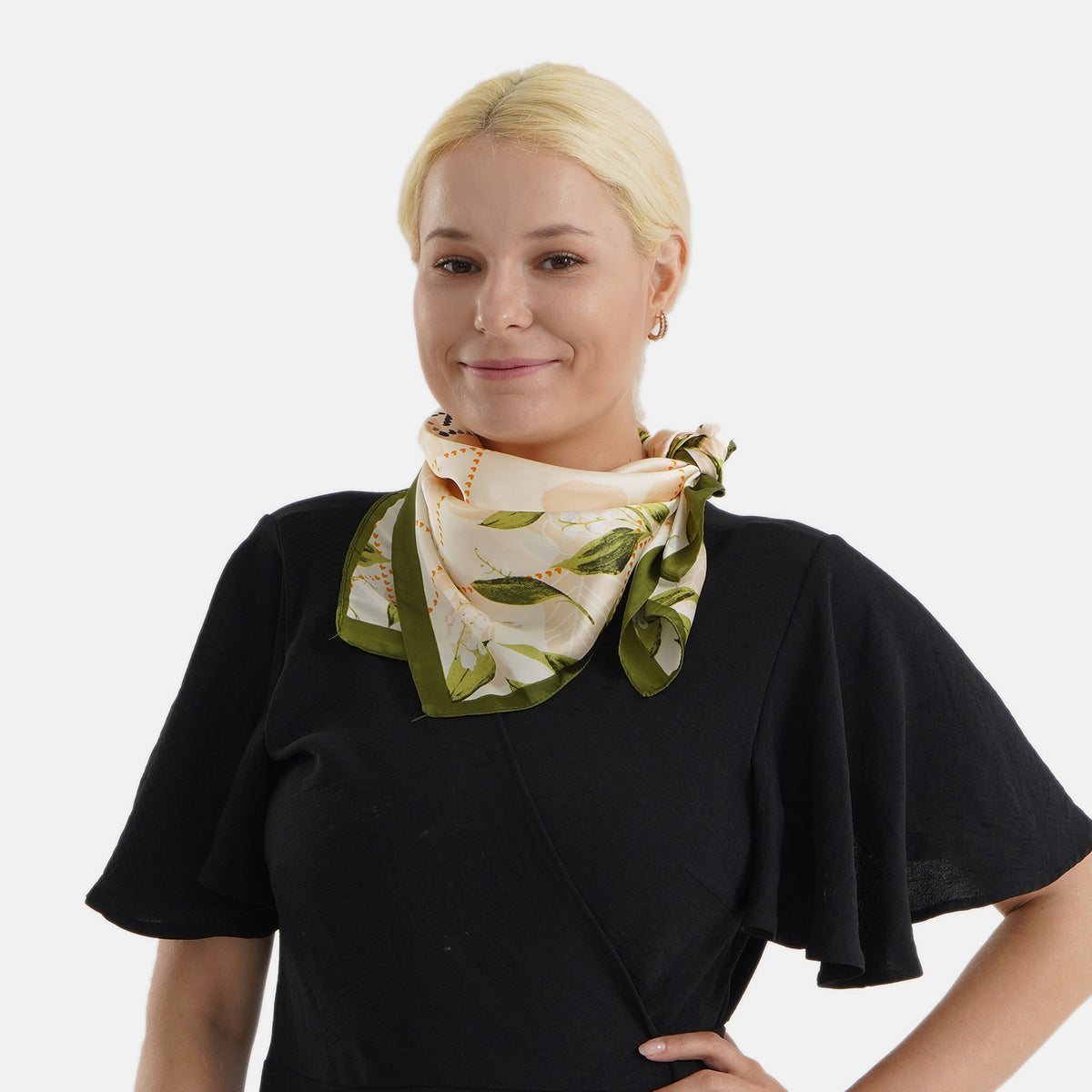 Pack of 2 - Leaf Print Square Scarves (68x68cm) - Green &amp; Grey V32594286 7