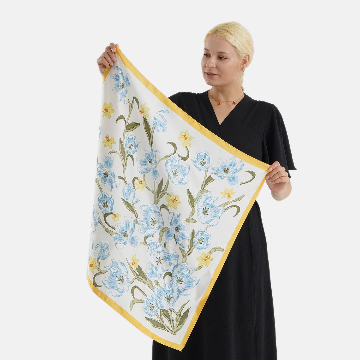 Pack of 2 - Floral Print Square Scarves (68x68cm) - Yellow &amp; Lilac V32492212 5