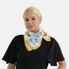 Pack of 2 - Floral Print Square Scarves (68x68cm) - Yellow & Lilac_8629862_6