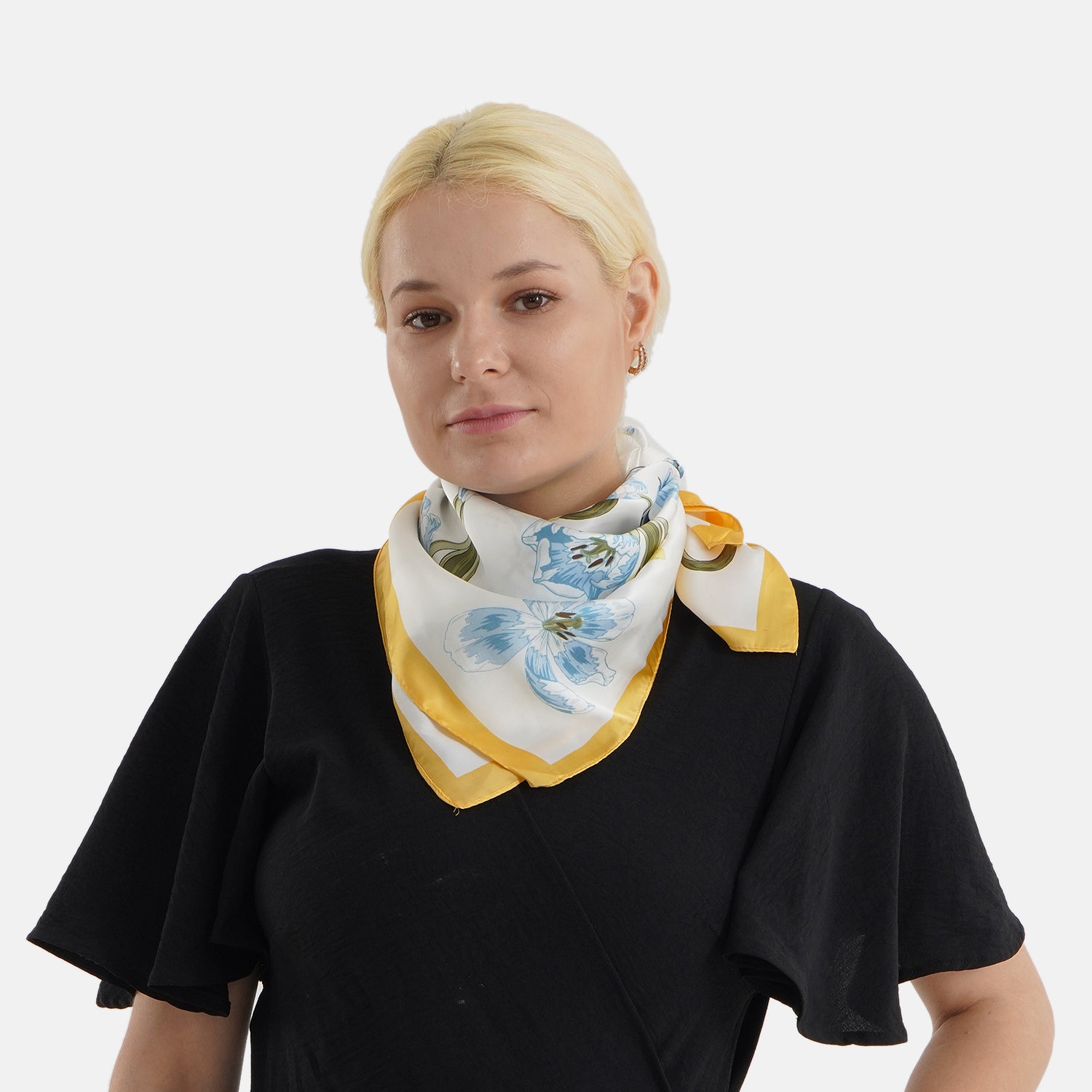 Pack of 2 - Floral Print Square Scarves (68x68cm) - Yellow &amp; Lilac V32492212 7