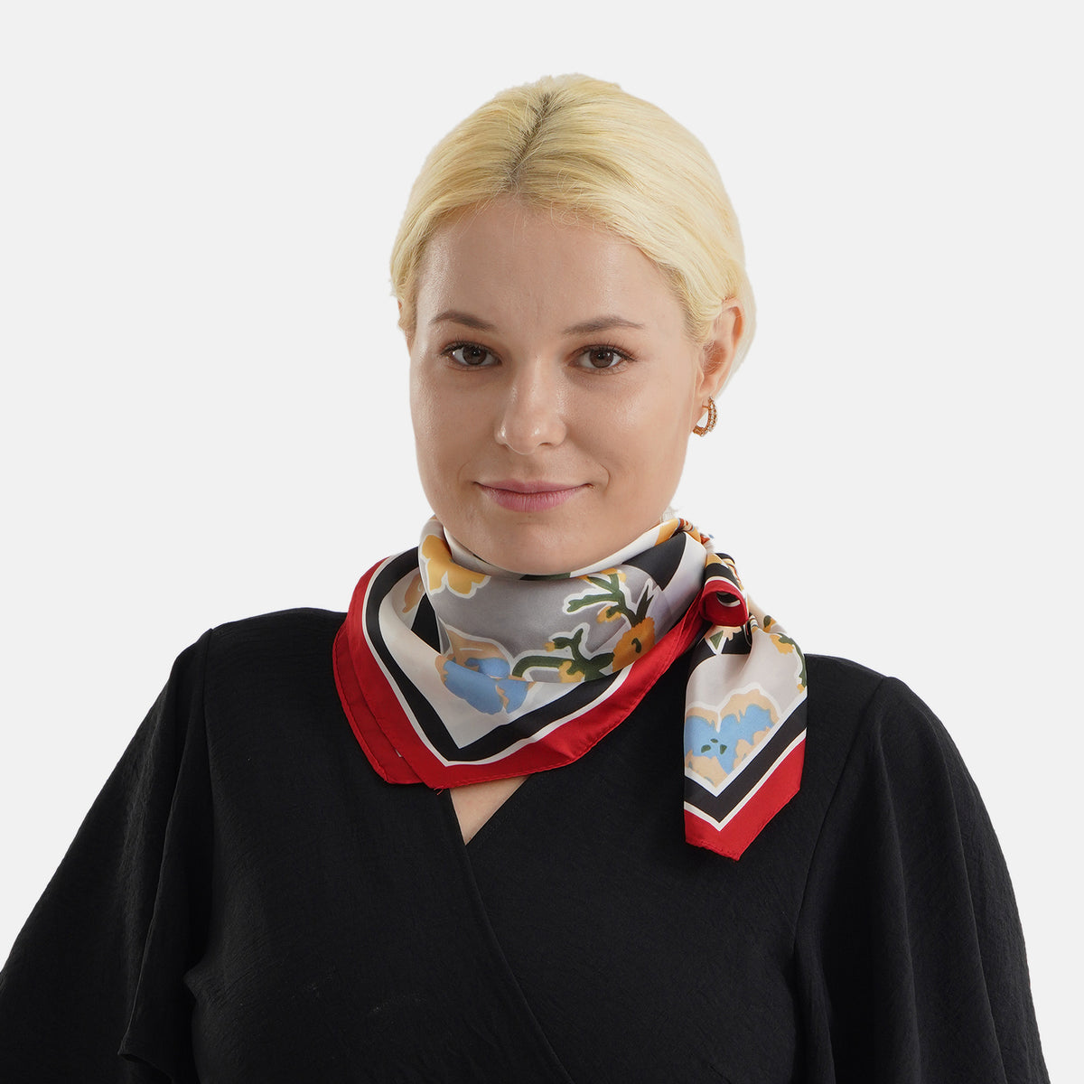 Pack of 2 - Multi-Colour Floral Print Square Scarves (68x68cm) - Black  &amp; Red V32594431 4