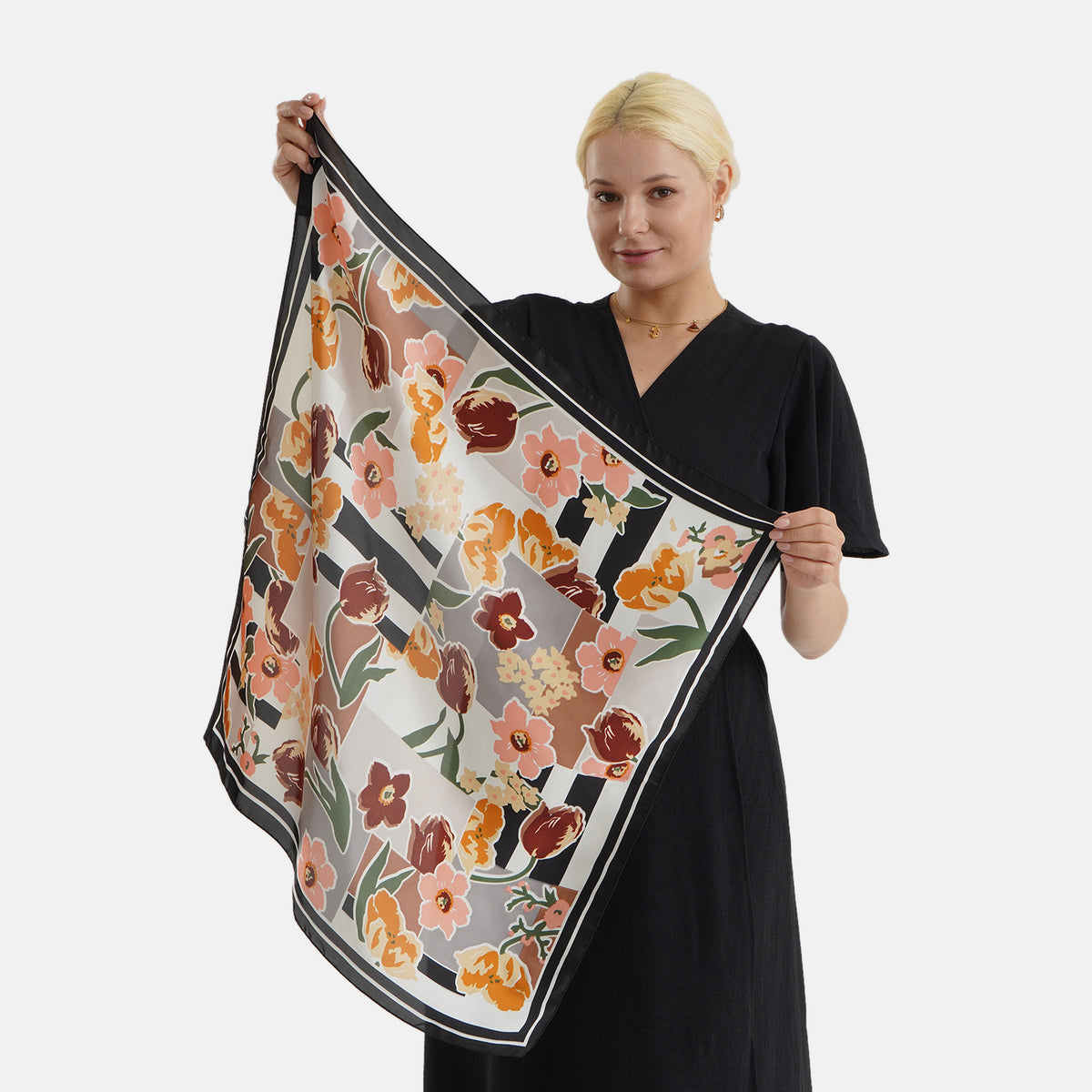 Pack of 2 - Multi-Colour Floral Print Square Scarves (68x68cm) - Black  &amp; Red V32594431 5