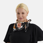 Pack of 2 - Multi-Colour Floral Print Square Scarves (68x68cm) - Black  & Red_8629914_6
