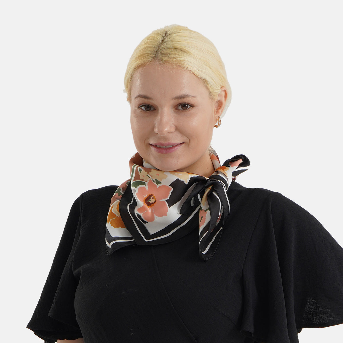 Pack of 2 - Multi-Colour Floral Print Square Scarves (68x68cm) - Black  &amp; Red V32594431 7