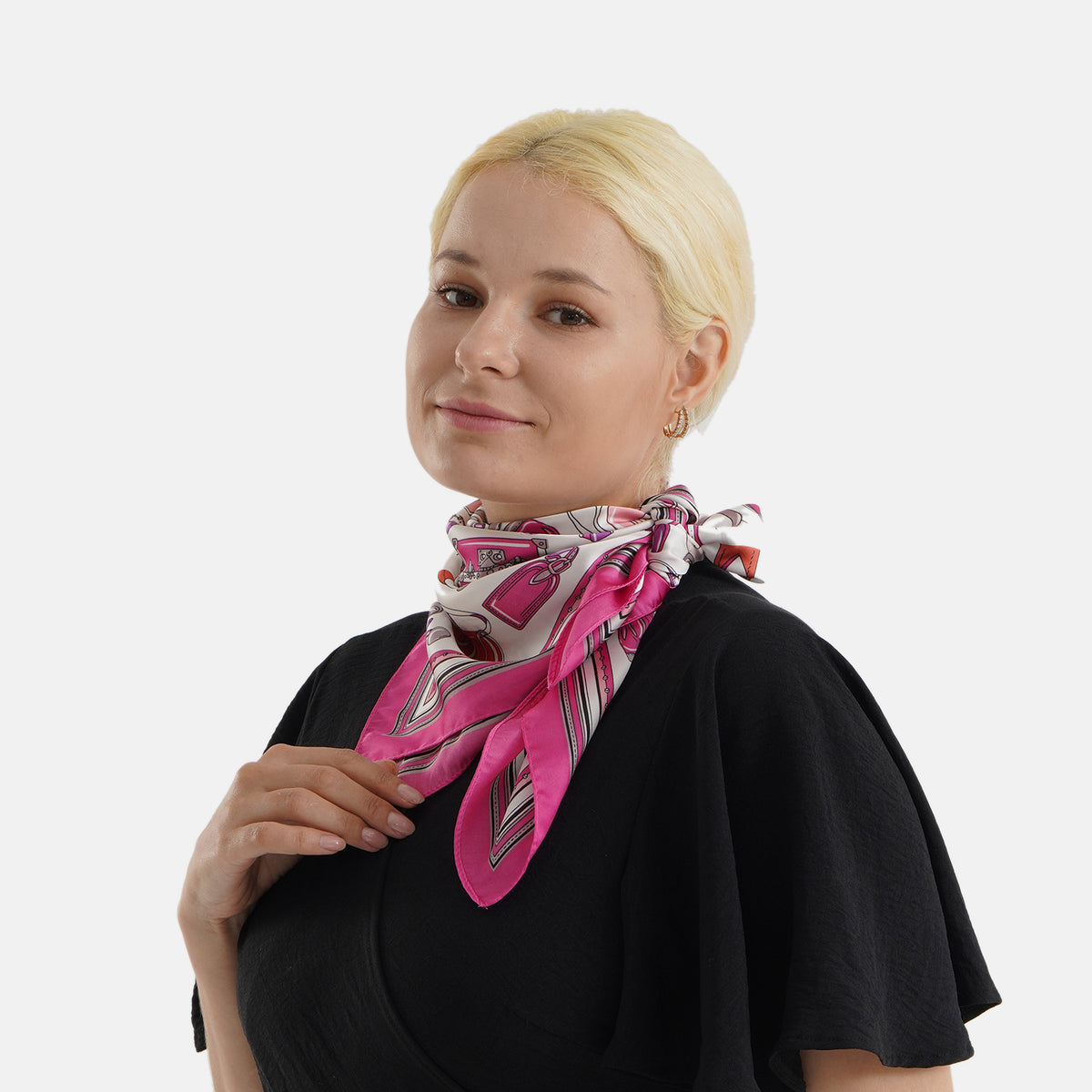 Pack of 2 - Bag &amp; Sunglass Print Square Scarves (68x68cm) - Pink &amp; Blue V32594215 4