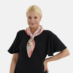 Pack of 2 - Multi-Colour Leaves Print Square Scarves (68x68cm) - Pink & Peach_8629916_2