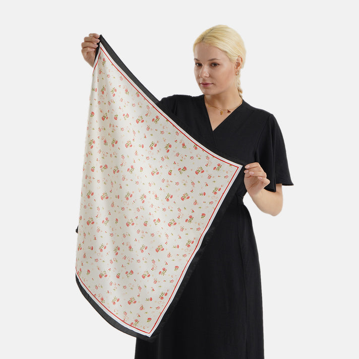 Pack of 2 - Floral Print Square Scarves (68x68cm) - Green &amp; Peach 8629918 2