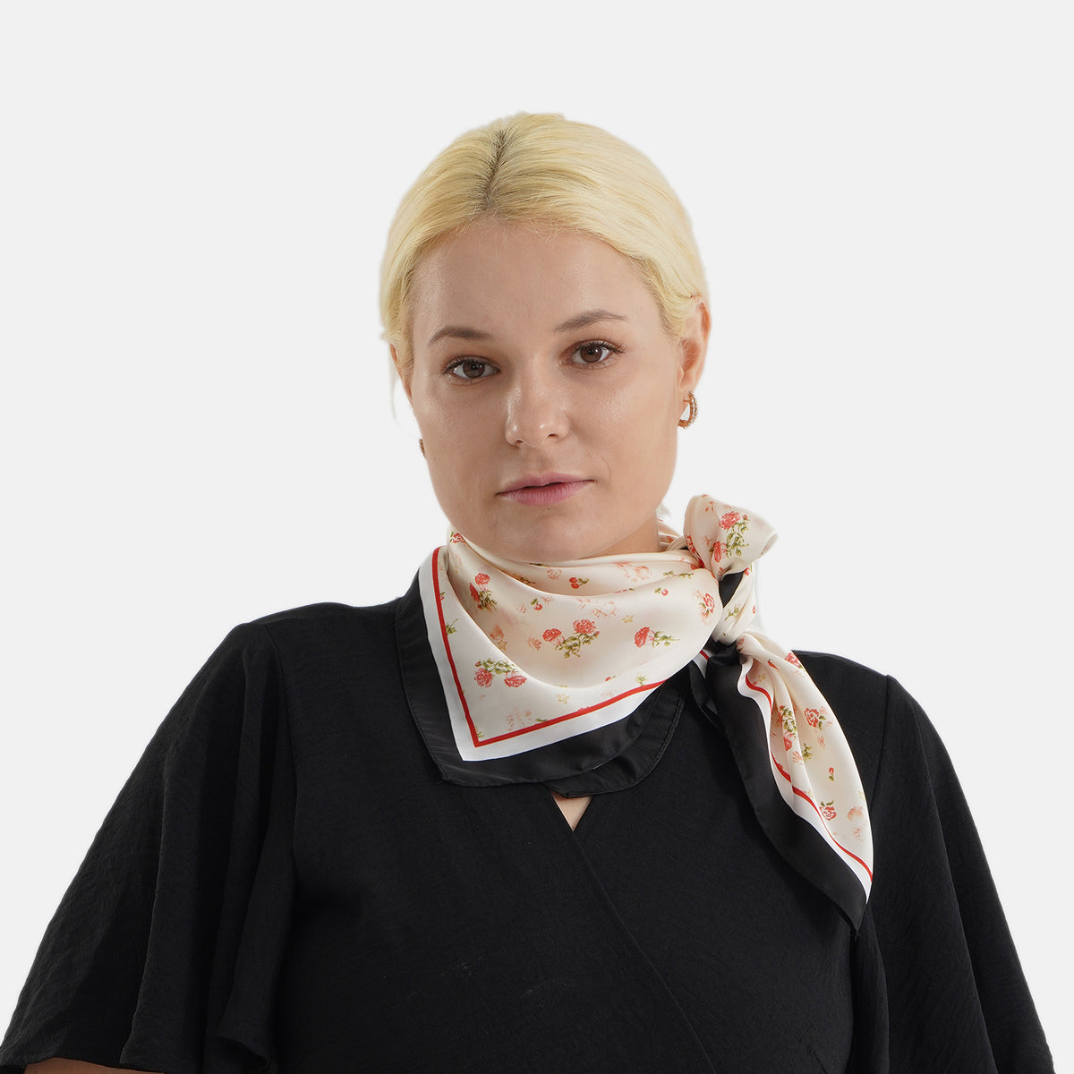 Pack of 2 - Flower Print Square Scarves (68x68cm) - Pink &amp; Black 8629917 4