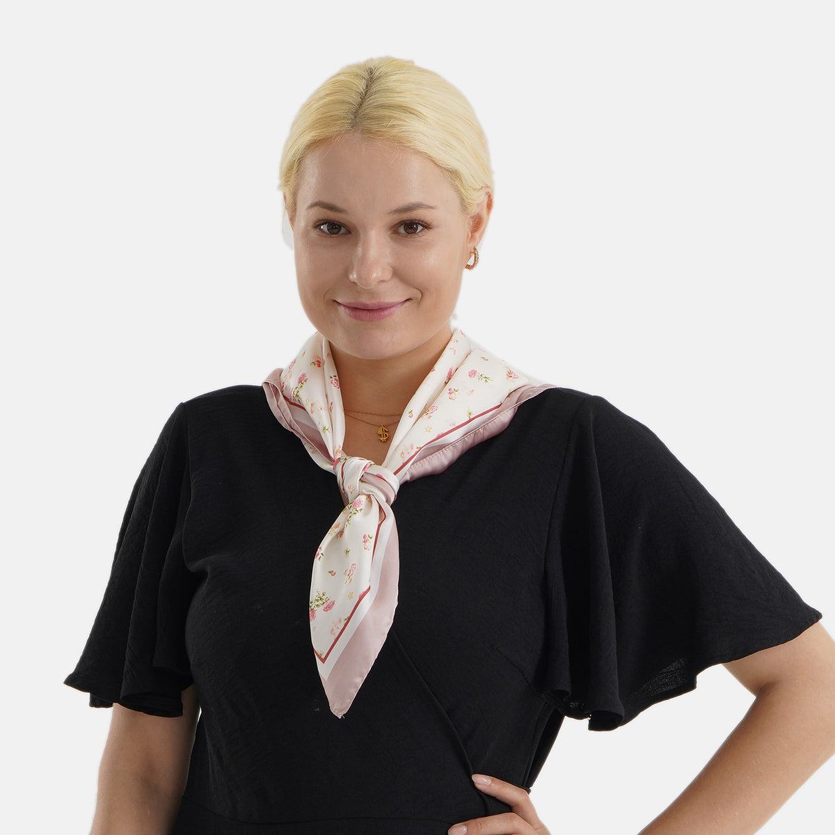 Pack of 2 - Flower Print Square Scarves (68x68cm) - Pink &amp; Black 8629917 6