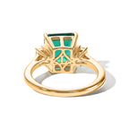 Luxuriant - 9K Yellow Gold  Lab Grown Columbian Emerald & Lab Grown Diamond (VS/E-F) Trilogy Ring 3.20 Ct._8630008_4