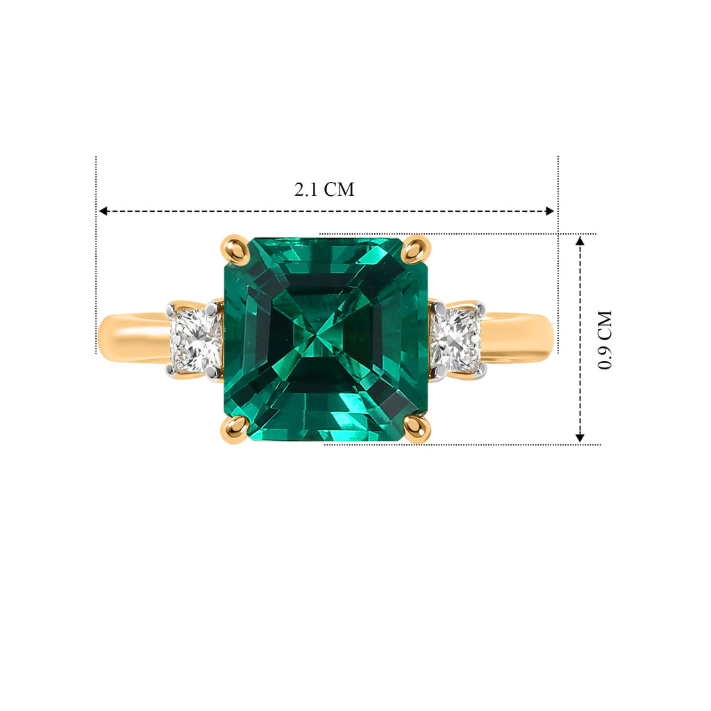Luxuriant - 9K Yellow Gold  Lab Grown Columbian Emerald & Lab Grown Diamond (VS/E-F) Trilogy Ring 3.20 Ct._8630008_5