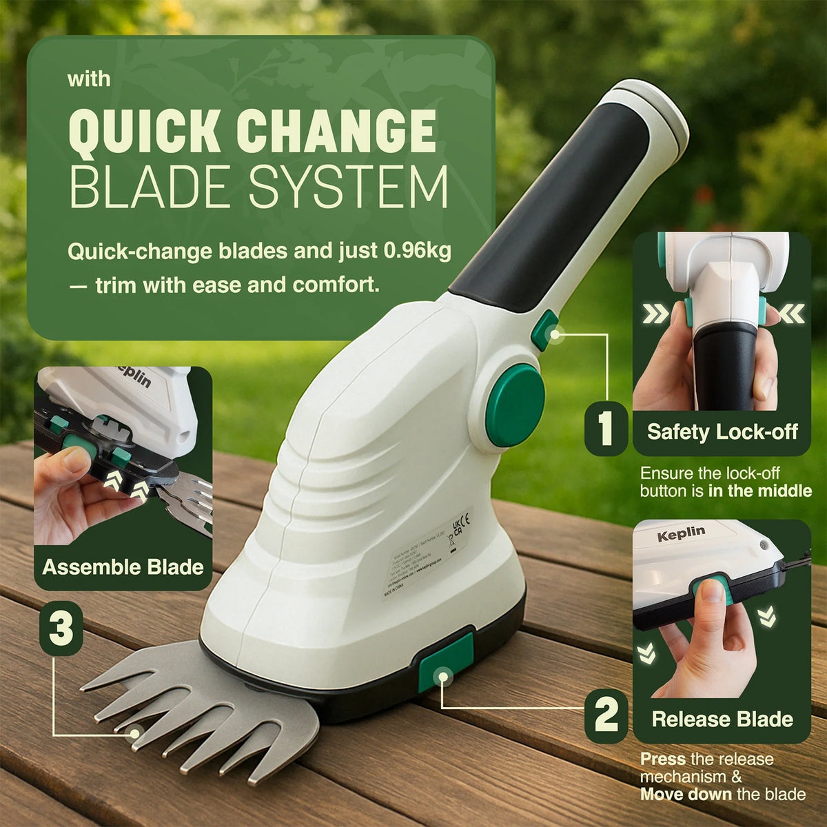 2-in-1 Cordless Hedge Trimmer (40 Minute RunTime) - Green V32612132 1