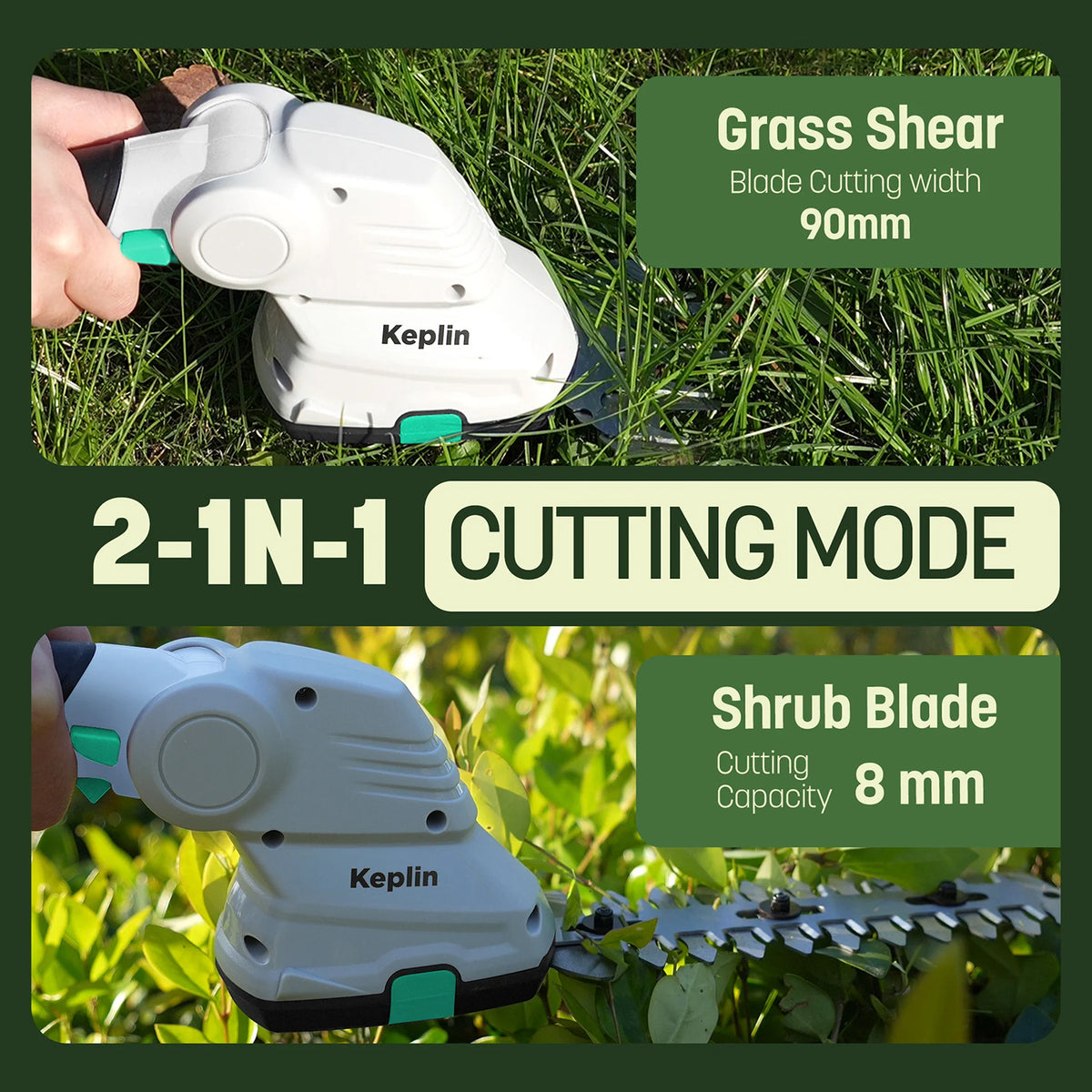 2-in-1 Cordless Hedge Trimmer (40 Minute RunTime) - Green V32612132 4