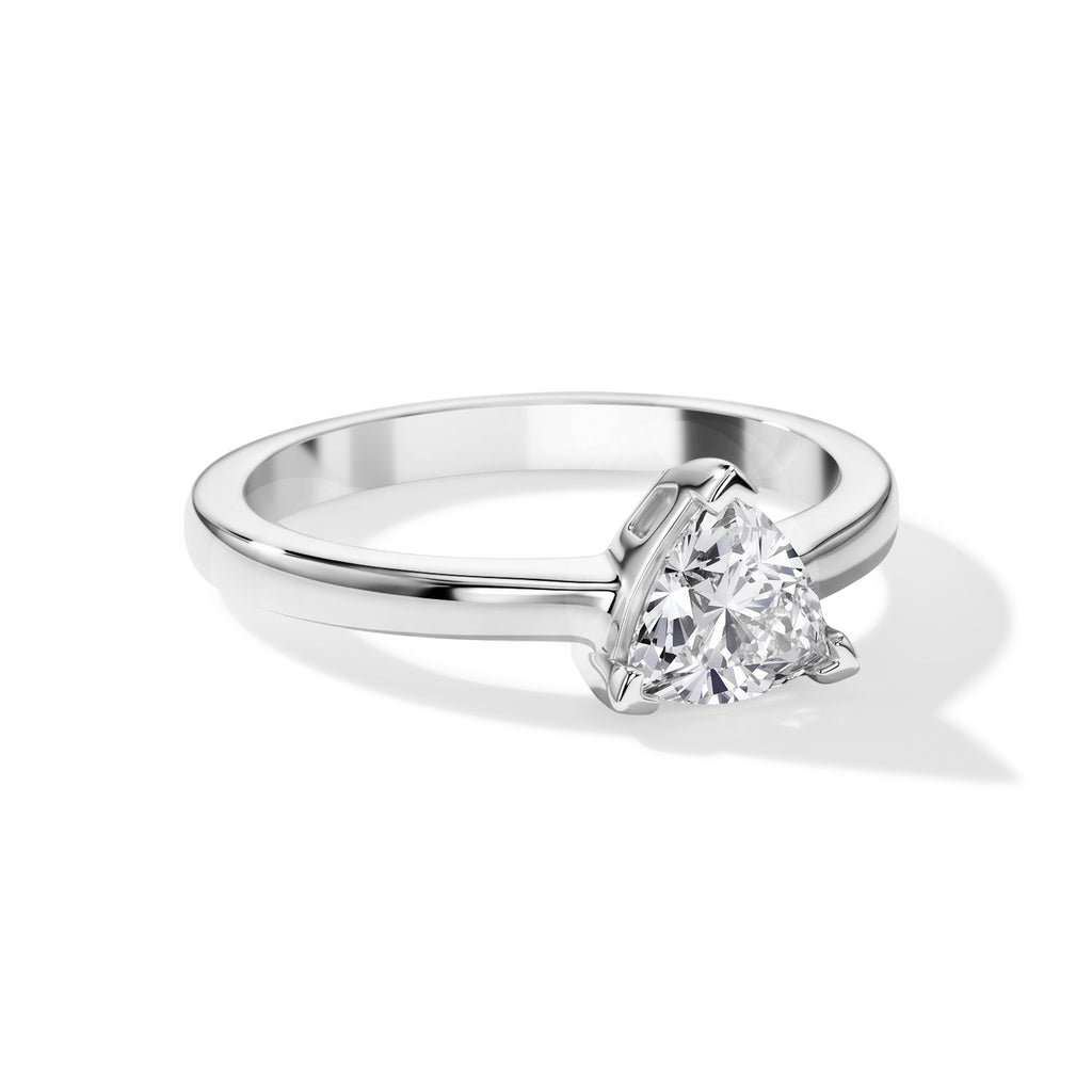 Luxuriant - Lab Grown Diamond (SI/G-H) Trillion Cut Solitaire Ring in Rhodium Overlay Sterling Silver 1.00 Ct._8630138