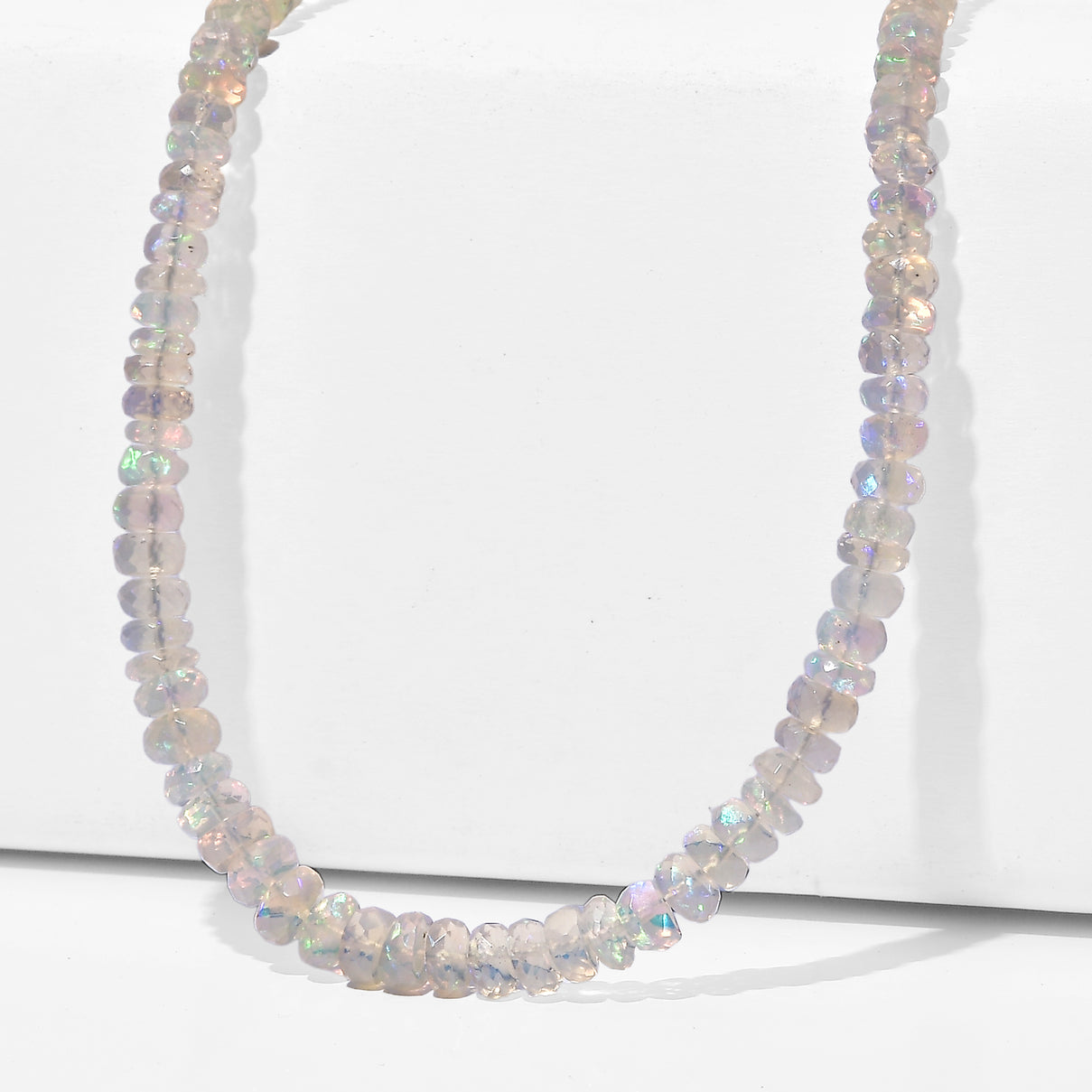 D'Joy - Ethiopian Opal Necklace (Size - 18+2 Ext) in Rhodium Overlay Sterling Silver 65.00 Ct. V32519843 0