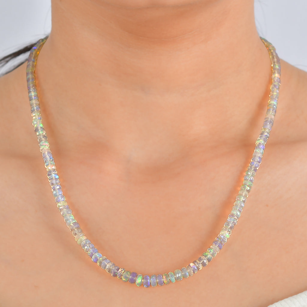 D'Joy - Ethiopian Opal Necklace (Size - 18+2 Ext) in Rhodium Overlay Sterling Silver 65.00 Ct._8630712_1