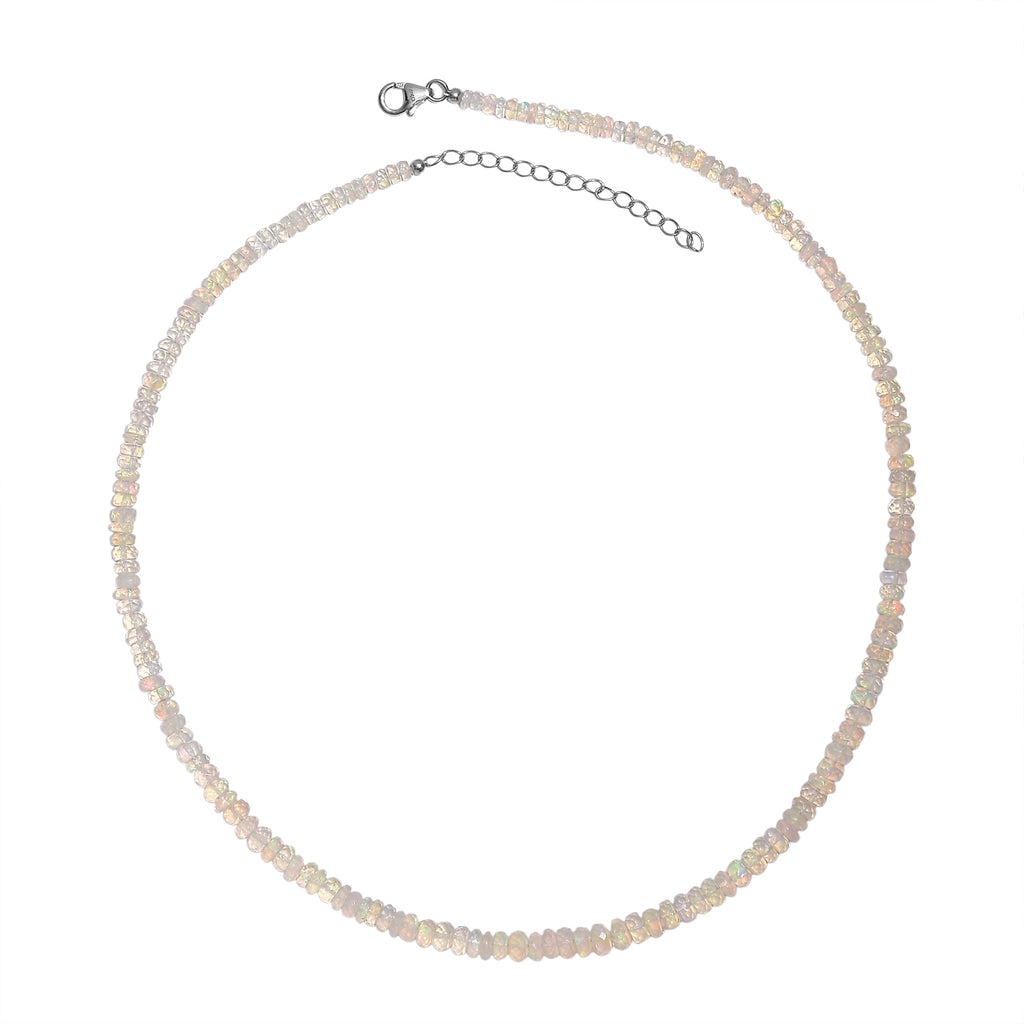 D'Joy - Ethiopian Opal Necklace (Size - 18+2 Ext) in Rhodium Overlay Sterling Silver 65.00 Ct._8630712_4