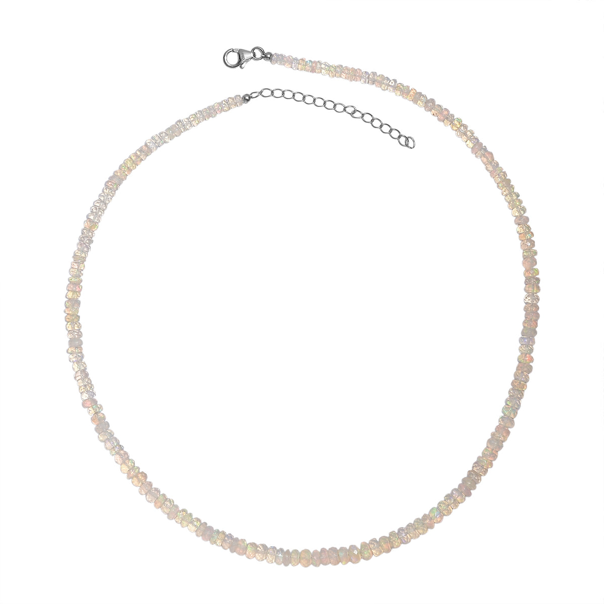 D'Joy - Ethiopian Opal Necklace (Size - 18+2 Ext) in Rhodium Overlay Sterling Silver 65.00 Ct. V32519843 5