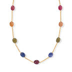 RARE FIND - Multi Sapphire Station Necklace (Size - 24) in 18K Vermeil Yellow Gold Plated Sterling Silver 55.00 Ct._8630762_2