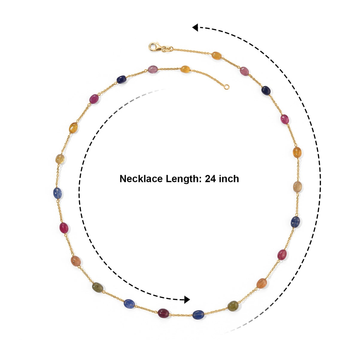 Multi Sapphire Starion Necklace (Size - 24) in 18K Vermeil Yellow Gold Plated Sterling Silver 55.00 Ct. 8630762 5