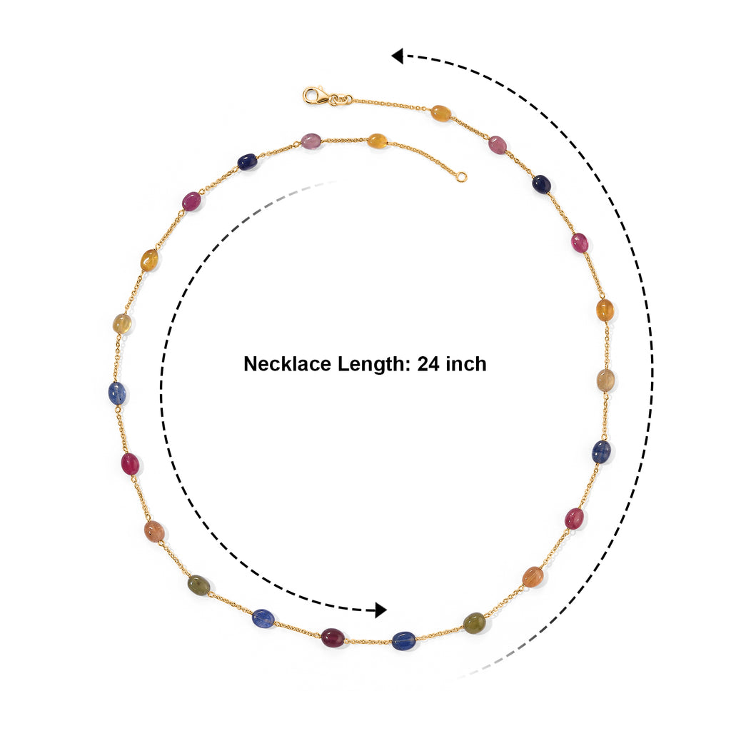 D'Joy - Multi Sapphire Necklace (Size - 24) in 18K Vermeil Yellow Gold Plated Sterling Silver 55.00 Ct._8630762_5