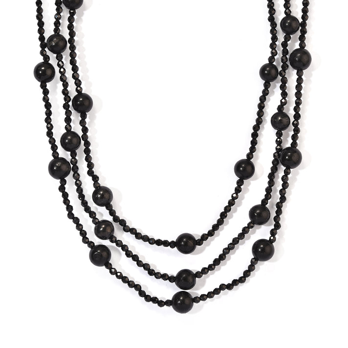 D'Joy - Shungite &amp; Black Spinel Necklace (Size - 20) in Rhodium Overlay Sterling Silver 105.00 Ct. 8630814 2