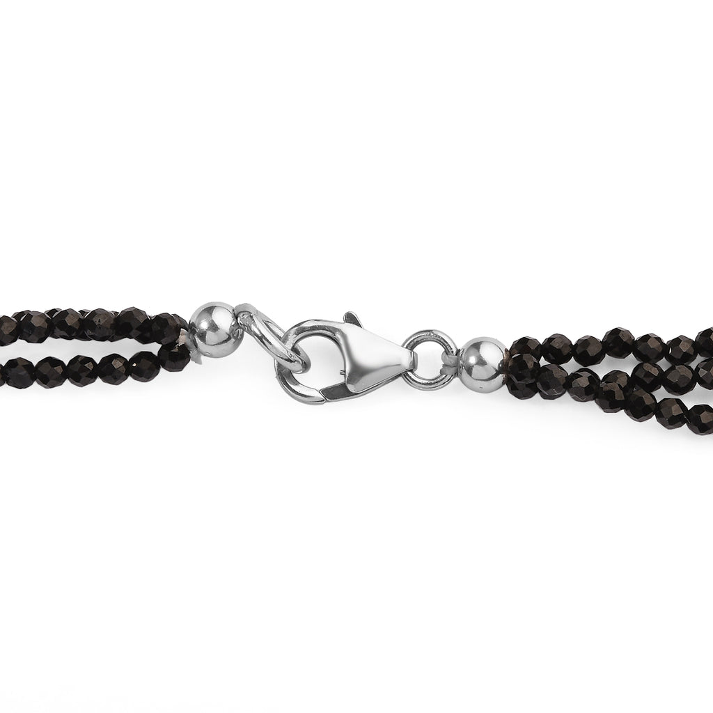D'Joy - Shungite & Black Spinel Necklace (Size - 20) in Rhodium Overlay Sterling Silver 105.00 Ct._8630814_5