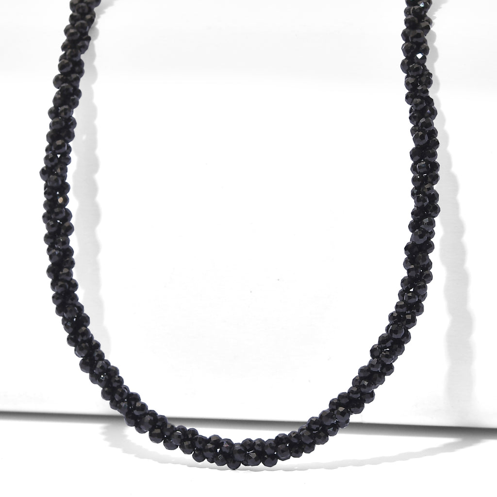 LA close Out Deal  - Black Spinel Necklace (Size - 20) in Rhodium Overlay Sterling Silver 85.00 Ct._8630815