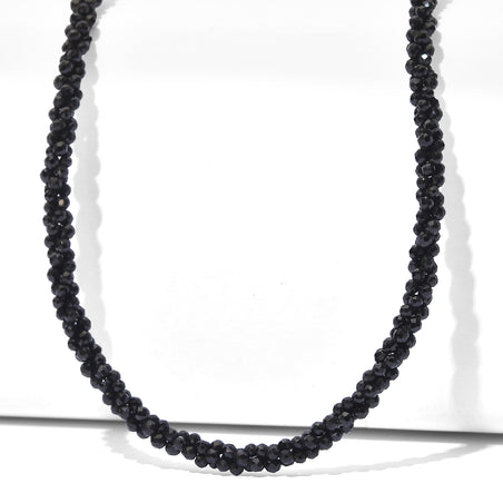 LA close Out Deal  - Black Spinel Necklace (Size - 20) in Rhodium Overlay Sterling Silver 85.00 Ct. 8630815 1