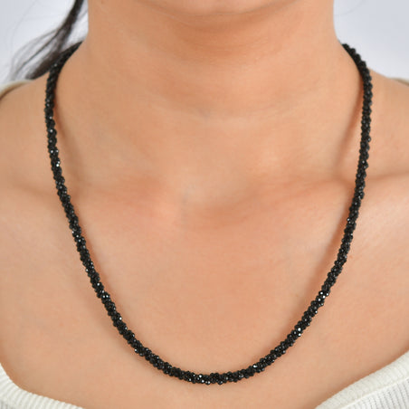 LA close Out Deal  - Black Spinel Necklace (Size - 20) in Rhodium Overlay Sterling Silver 85.00 Ct. 8630815 2