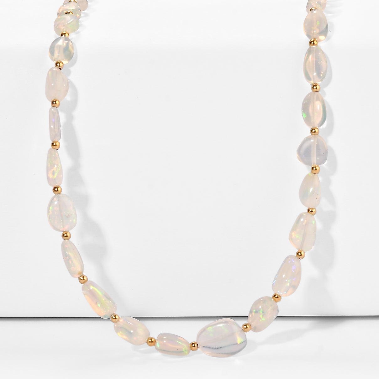 D'Joy - Ethiopian Opal Beads Necklace (Size - 18-2 Ext) in 18K Vermeil Yellow Gold Plated Sterling Silver 40.00 Ct. 8630816 0