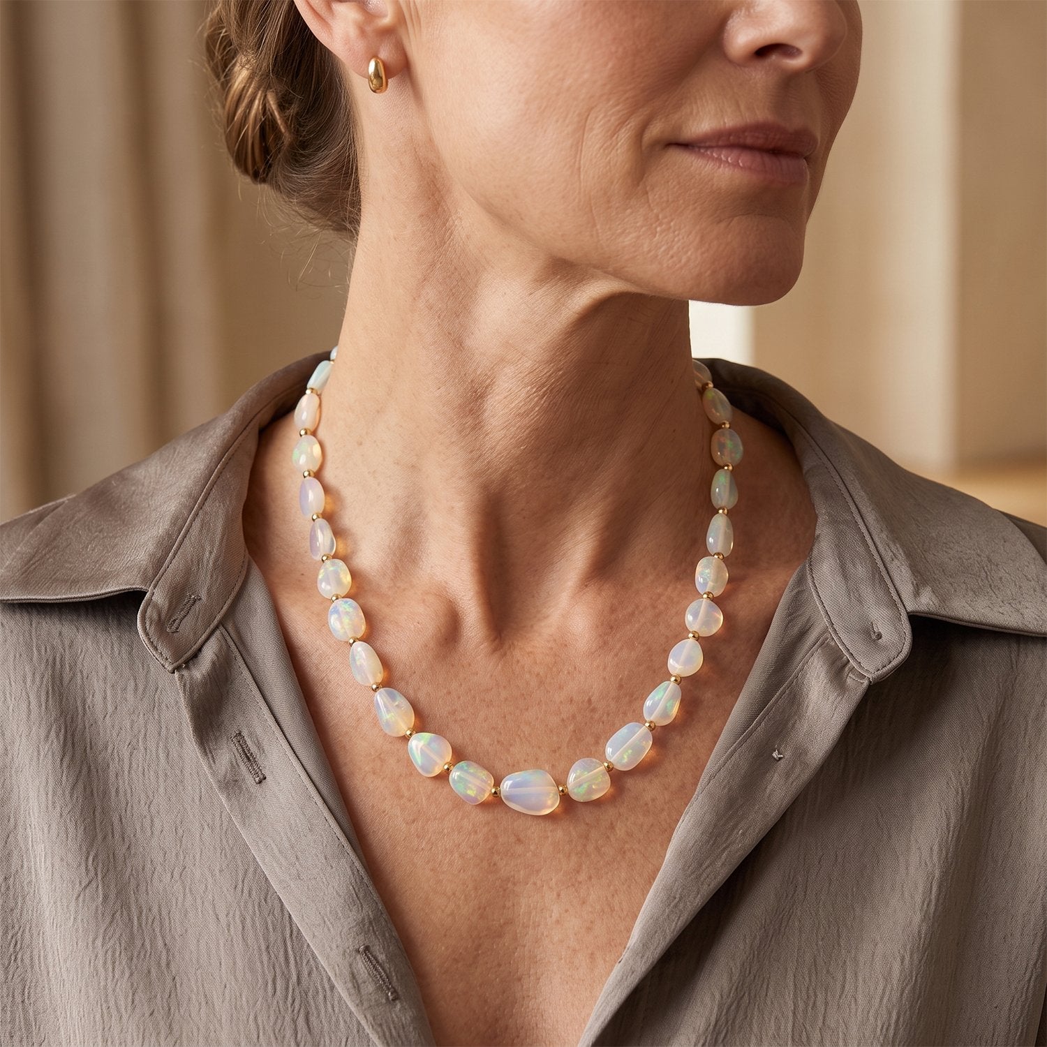 D'Joy - Ethiopian Opal Beads Necklace (Size - 18-2 Ext) in 18K Vermeil Yellow Gold Plated Sterling Silver 40.00 Ct. 8630816 2