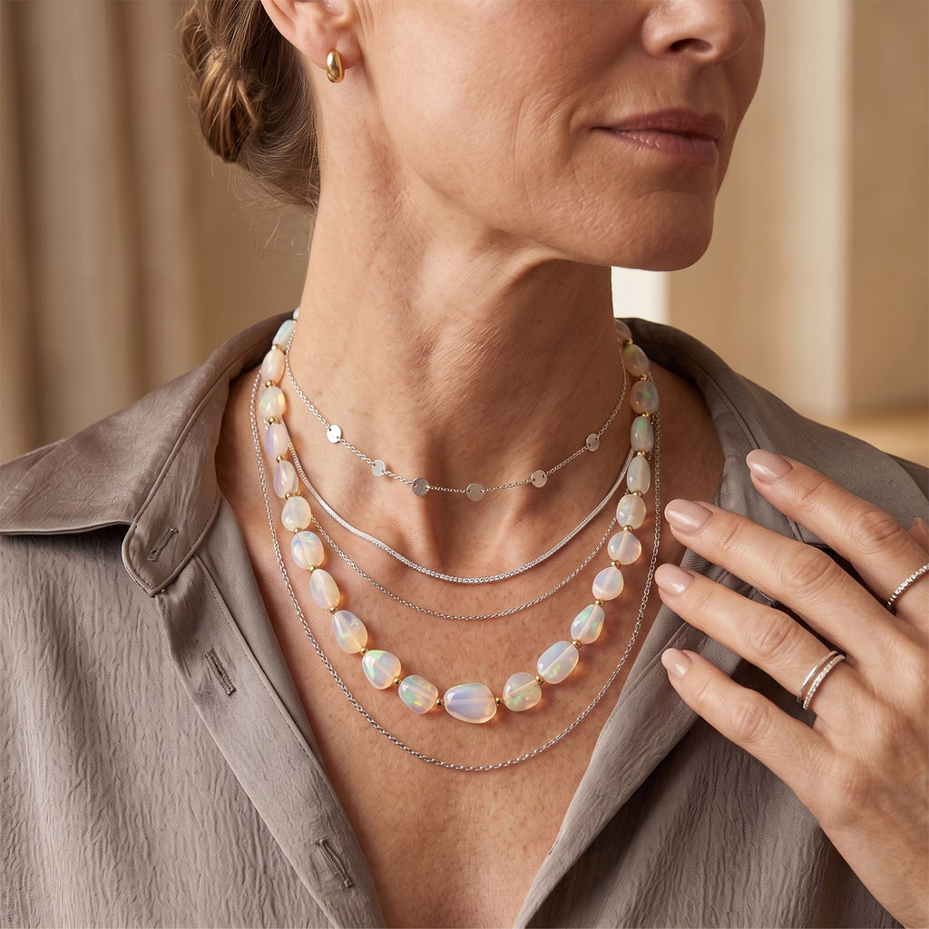 D'Joy - Ethiopian Opal Beads Necklace (Size - 18+2 Ext) in 18K Vermeil Yellow Gold Plated Sterling Silver 40.00 Ct._8630816_2