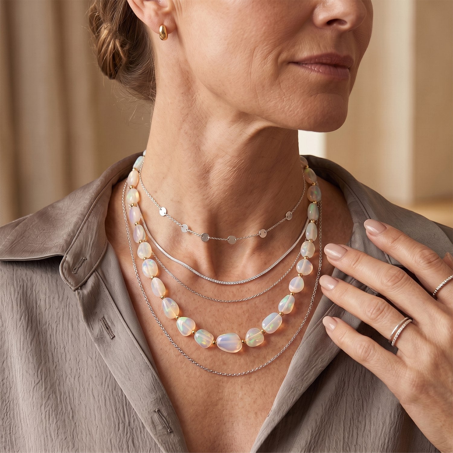 D'Joy - Ethiopian Opal Beads Necklace (Size - 18-2 Ext) in 18K Vermeil Yellow Gold Plated Sterling Silver 40.00 Ct. 8630816 3
